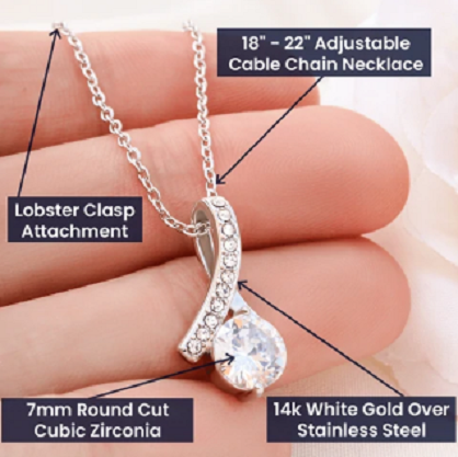 MERRY CHRISTMAS - Alluring Beauty Crystal Ribbon Pendant Necklace Gift