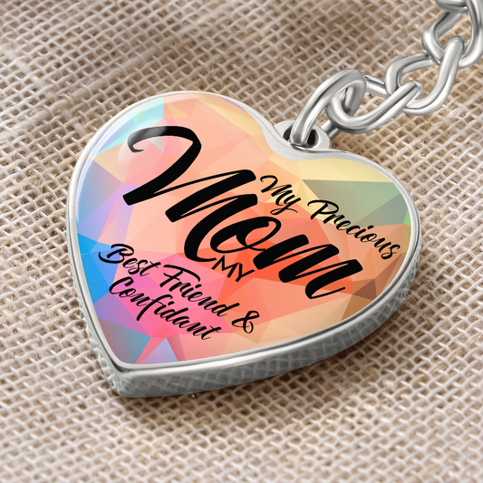 To My Precious MOM - Graphic Heart Keychain Gift