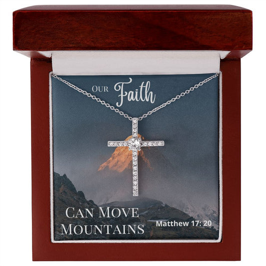 FAITH Can Move Mountains - Crystal Zirconia Cross Necklace