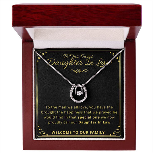To Our Sweet DAUGHTER IN LAW - Lucky In Love Necklace Gift