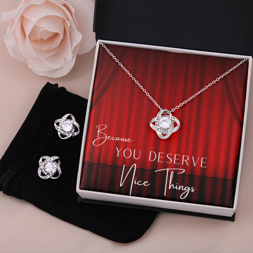 Because You DESERVE Nice Things - Love Knot Necklace And Earrings Set