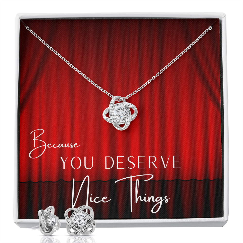 Because You DESERVE Nice Things - Love Knot Necklace And Earrings Set
