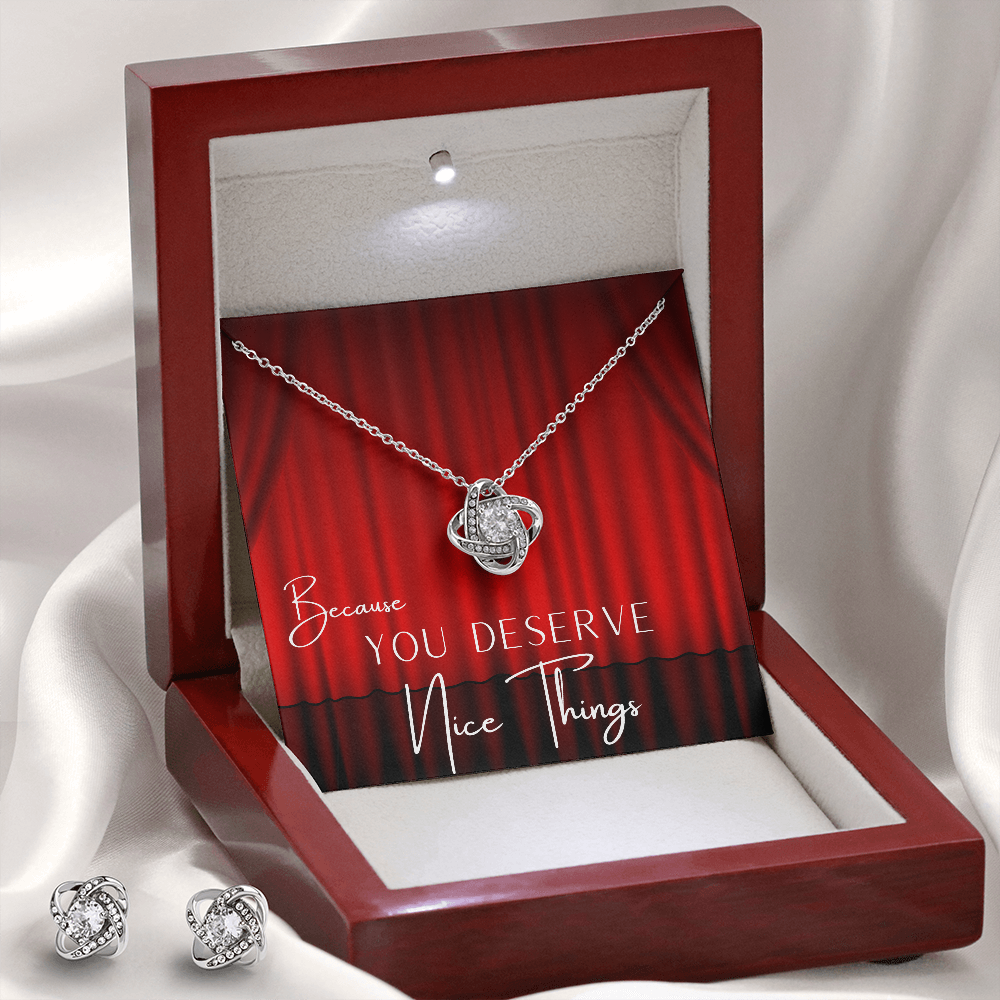 Because You DESERVE Nice Things - Love Knot Necklace And Earrings Set