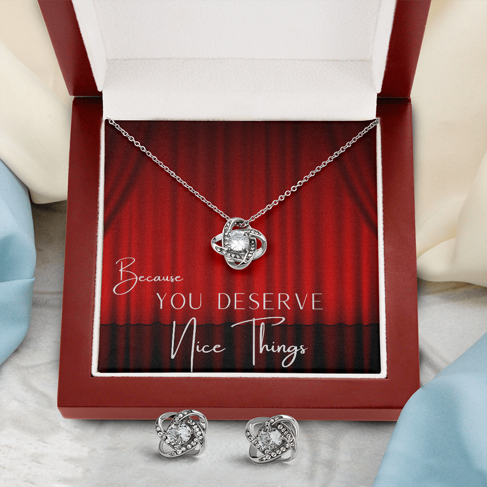 Because You DESERVE Nice Things - Love Knot Necklace And Earrings Set