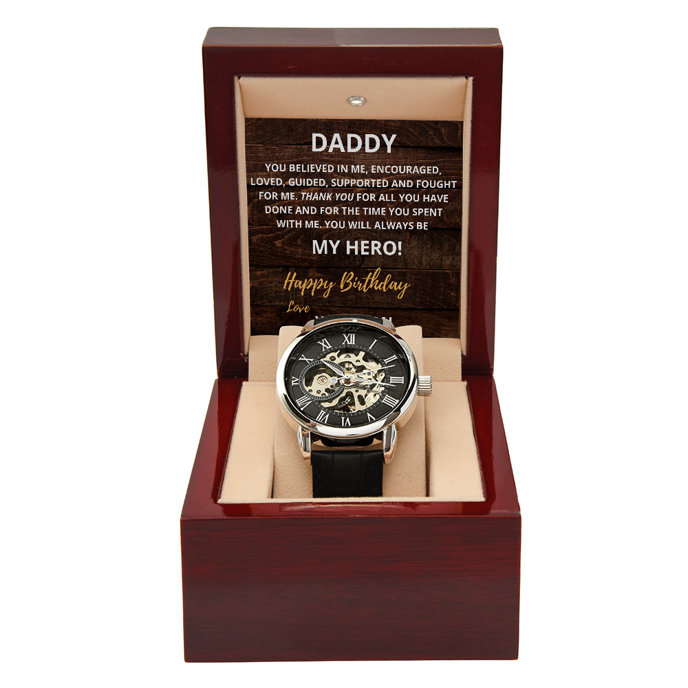 DADDY My Hero - HAPPY BIRTHDAY - Open Works Watch Gift From Your SON