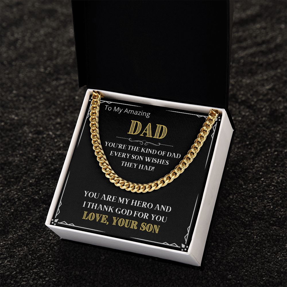 My DAD My HERO - From SON - Cuban Link Chain Necklace