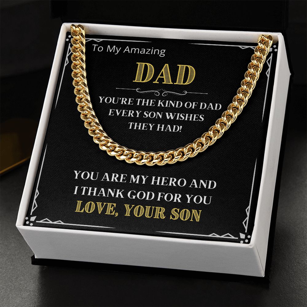My DAD My HERO - From SON - Cuban Link Chain Necklace