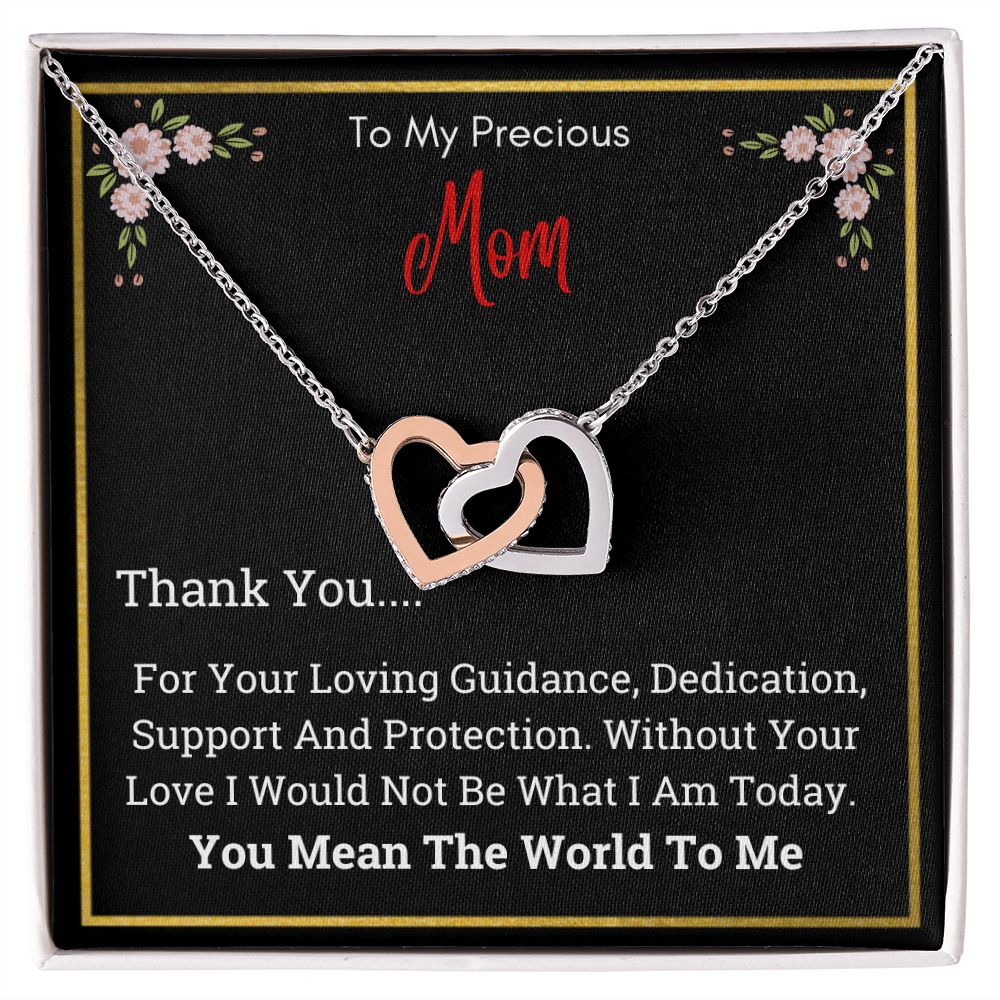 To My Precious Mom - Interlocking Hearts Necklace Gift