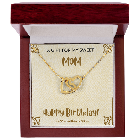 MOM - HAPPY BIRTHDAY - Interlocking Hearts Necklace Gift