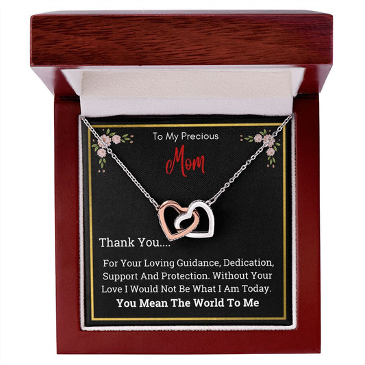 To My Precious Mom - Interlocking Hearts Necklace Gift