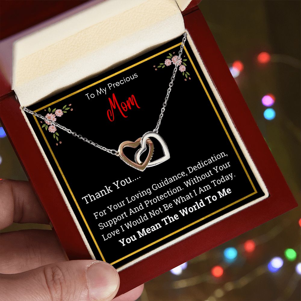 To My Precious Mom - Interlocking Hearts Necklace Gift