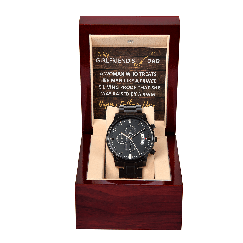 My GIRLFRIENDS Dad - Black Chronograph Watch Father's Day Gift