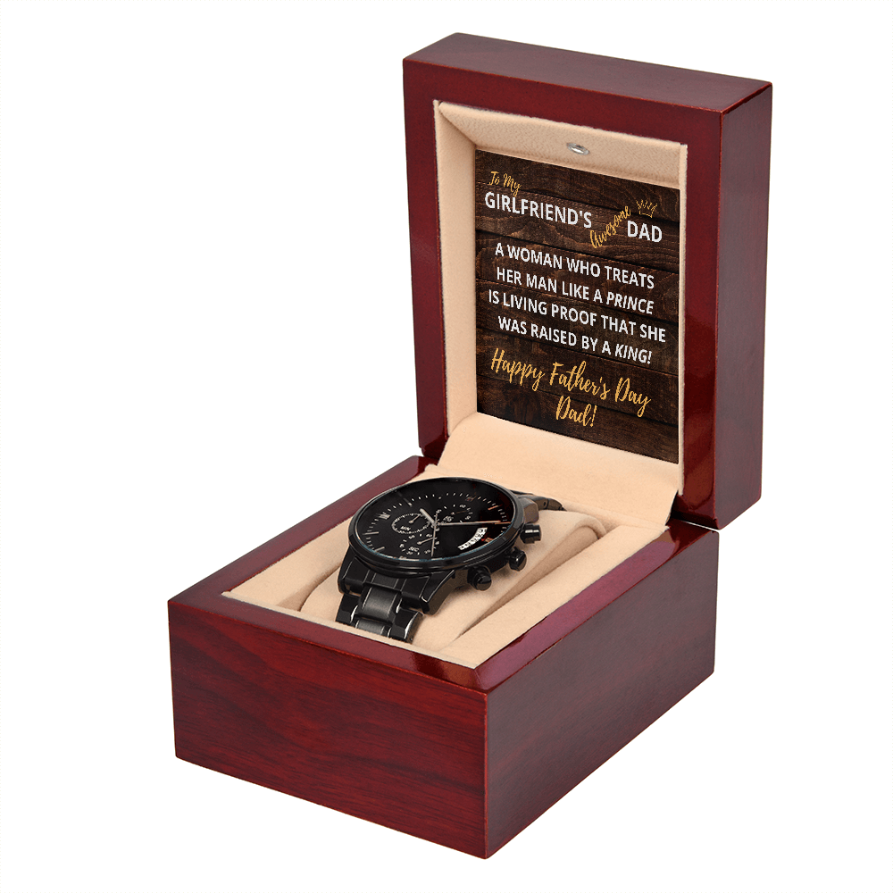 My GIRLFRIENDS Dad - Black Chronograph Watch Father's Day Gift