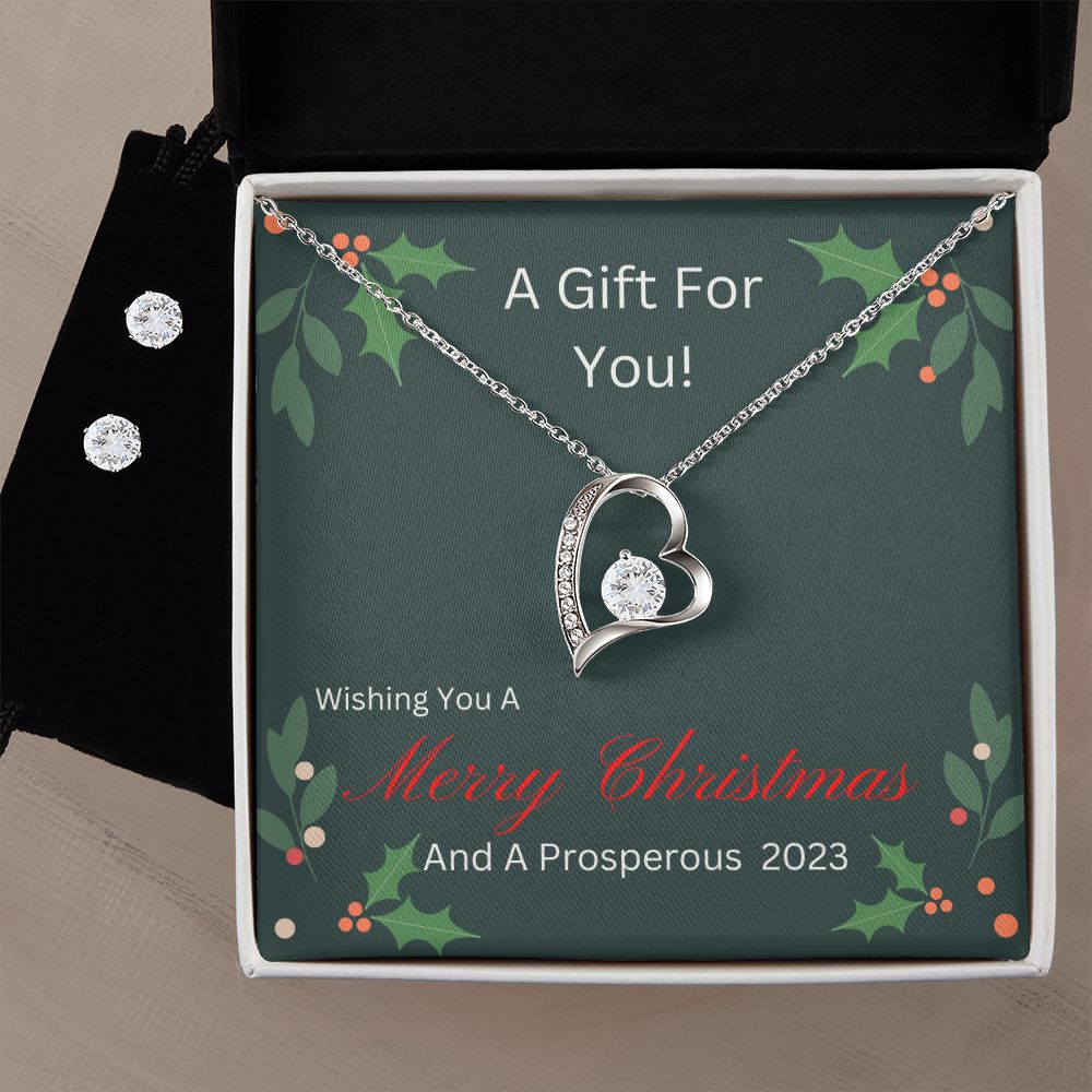 Merry Christmas - Forever Love Necklace And Earring Gift Set