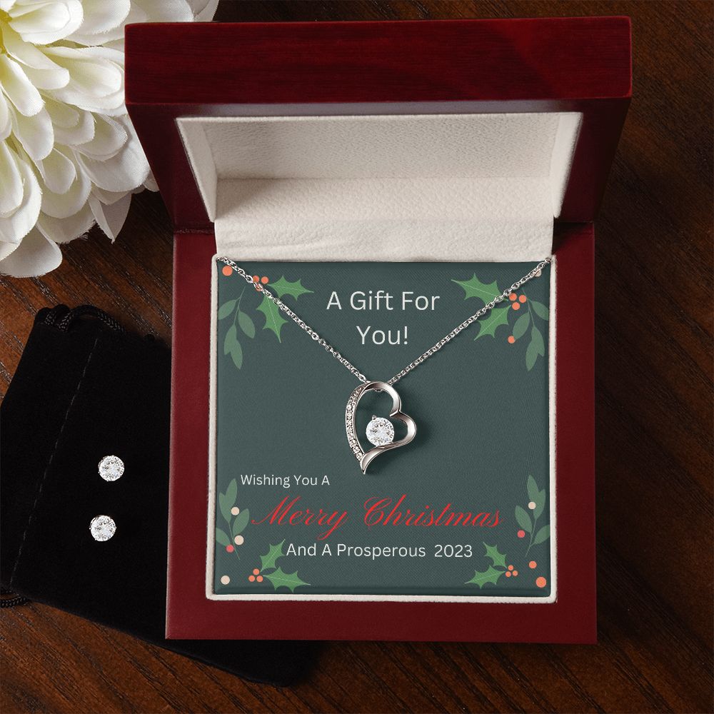 Merry Christmas - Forever Love Necklace And Earring Gift Set