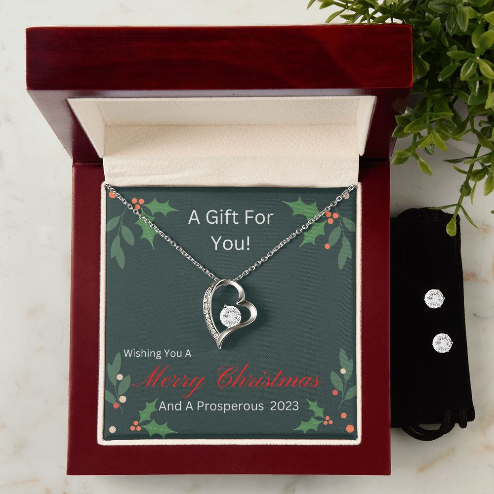 Merry Christmas - Forever Love Necklace And Earring Gift Set