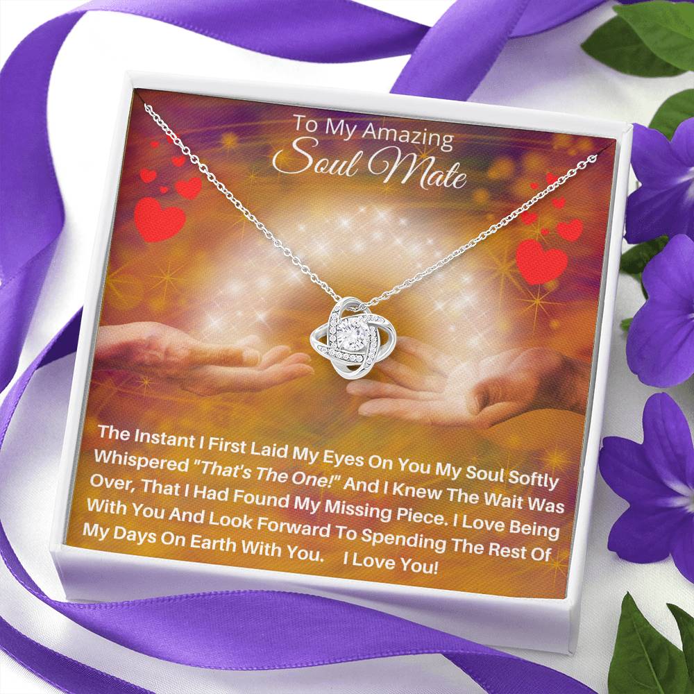 To My Amazing SOUL MATE - A Love Knot Pendant Necklace Gift