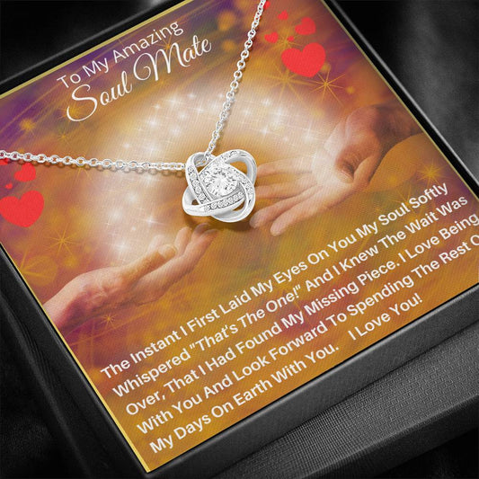 To My Amazing SOUL MATE - A Love Knot Pendant Necklace Gift