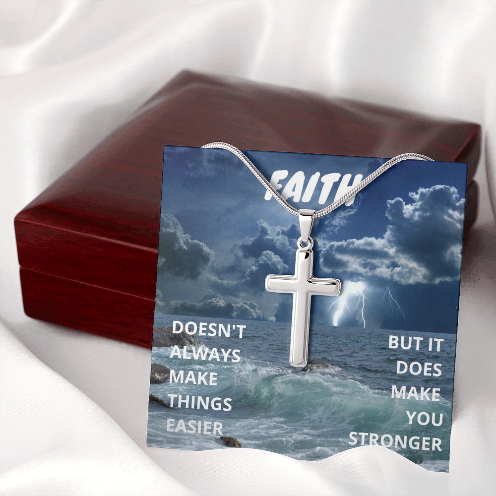 FAITH Makes You Stronger - Gleaming Cross Necklace Gift
