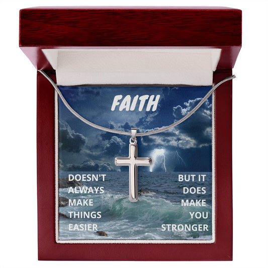 FAITH Makes You Stronger - Gleaming Cross Necklace Gift