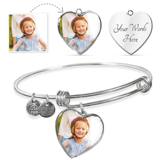 Heart Shaped Photo Pendant Bangle Gift